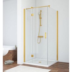 Душевой уголок профиль золотой стекло прозрачное Vegas-glass