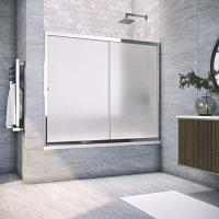 Душевая шторка на ванную профиль глянцевый хром стекло сатин Vegas-glass