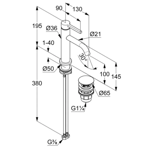 Смеситель для раковины Kludi Nova Fonte черный 202883915 (детальная фотография), для раковины