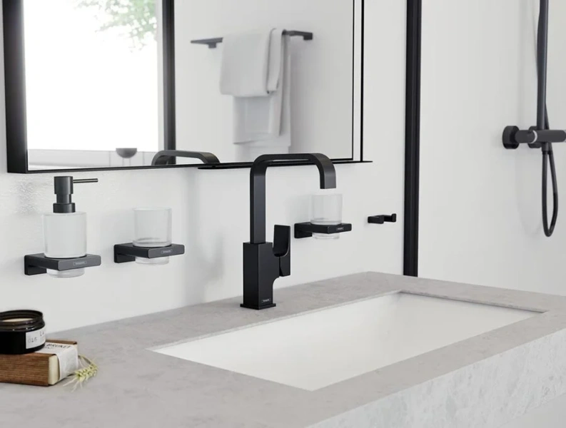 Смеситель для раковины Hansgrohe Metropol матовый черный 32511670 (детальная фотография), для раковины