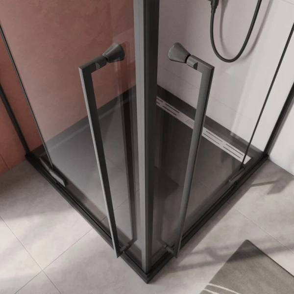 Душевой уголок Cezares Liner 90x90 см профиль черный LINER-A-2-90-C-NERO (детальная фотография), современные, hi-tech