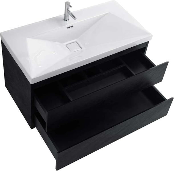 Тумба под раковину подвесная Cezares Molveno 100 см черная MOLVENO-100-2C-SO-NR (детальная фотография), 100 см
