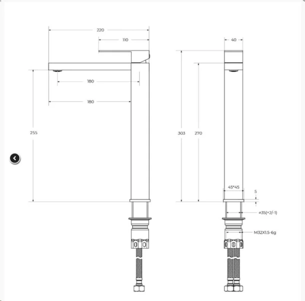 Смеситель для раковины Cezares Slider хром SLIDER-LC-01-W0 (детальная фотография), для раковины