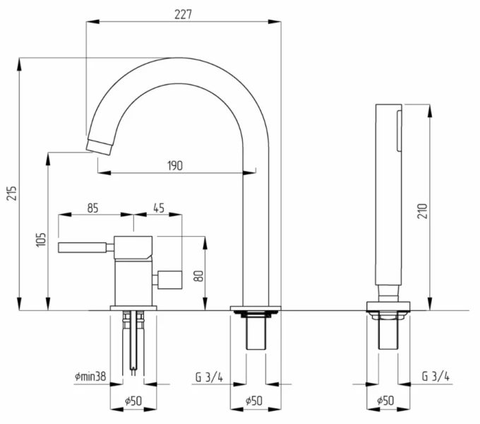 Смеситель для ванны Migliore Fortis хром 18650 (детальная фотография), для ванны