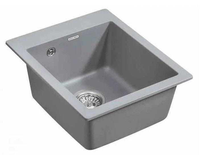 Мойка для кухни Paulmark Leer 42 см серый металлик PM104249-GRM (детальная фотография), кварц