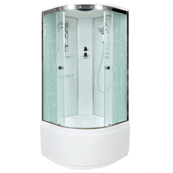 Душевая кабина Deto EM 90x90 см с сиденьем EM4590 (детальная фотография), с высоким, глубоким поддоном, глубокий поддон