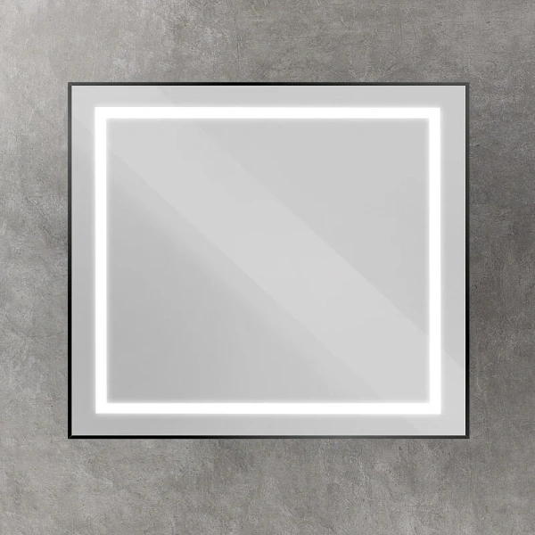 Зеркало с подсветкой BelBagno Kraft 90 см черное SPC-KRAFT-900-800-SENS-NERO (детальная фотография), в черной раме