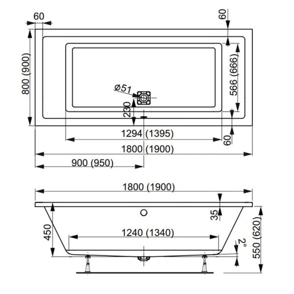 Ванна акриловая Vagnerplast Cavallo 190×90 см белая VPBA190CAV2X-04 (детальная фотография), приставные