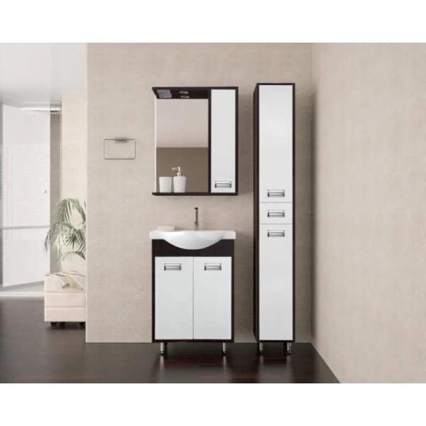 Шкаф-пенал напольный Style Line Эко Стиль 24 см белый/венге ЛС-00000091 (детальная фотография), современные, hi-tech