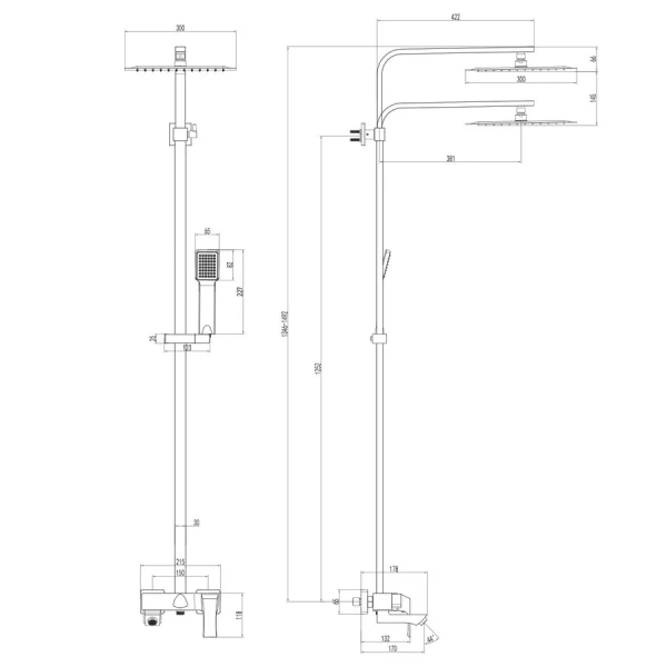 Душевая стойка Lemark Unit хром LM4562C (детальная фотография), современные, hi-tech
