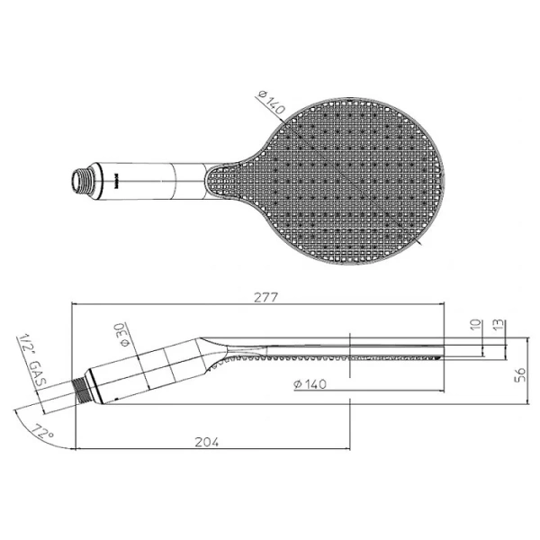 Лейка для душа Bossini Apice черная матовая B00900.073 (детальная фотография), душевые лейки