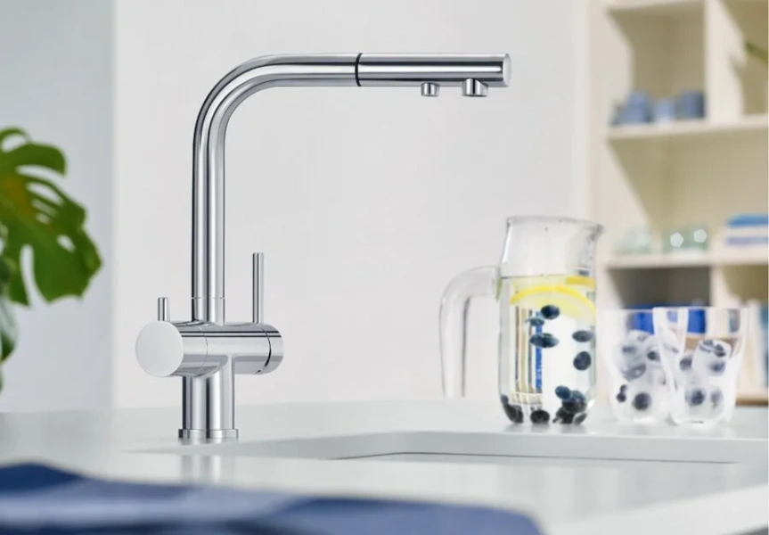 Смеситель для питьевой воды Blanco Fontas S II хром 525198 (детальная фотография), высокие, из латуни, округлая форма, для питьевой воды с фильтром