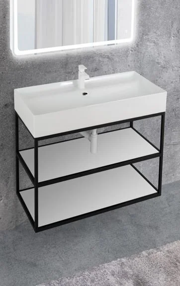 Каркас под раковину подвесной Cezares Cadro 80 см двухъярусный CADRO-80/46/58-2C-SO-MET-ST (детальная фотография), моноблок