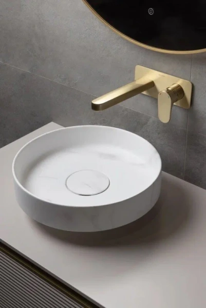 Раковина Boheme Corian 40 см calacatta 801-CLCT (детальная фотография), из камня