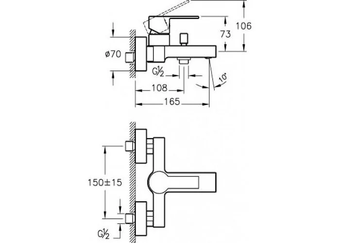 Смеситель для ванны Vitra Flo S A41937EXP (детальная фотография), для ванны