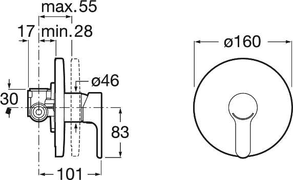 Смеситель для душа Roca L20 скрытый монтаж 5A2A09C00 (детальная фотография), для душа
