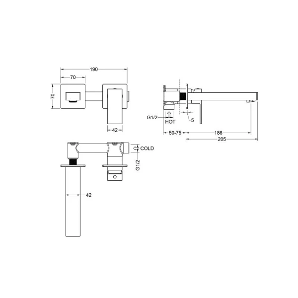 Смеситель для раковины Акватек Либра черный AQ1613MB (детальная фотография), для раковины