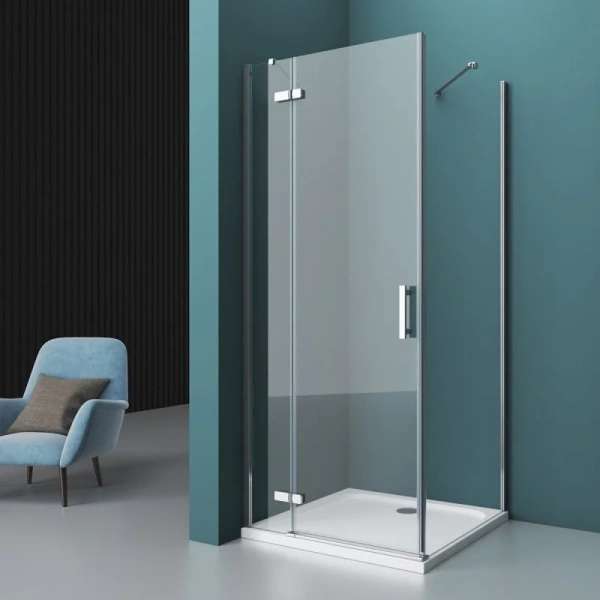 Душевой уголок BelBagno Kraft 100х90 см правый KRAFT-AH-12-100/90-C-Cr-R (детальная фотография), прозрачные