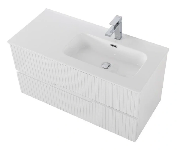 Тумба под раковину подвесная Cezares Duet 100 см правосторонняя DUET-N-1000-2C-SO-BL-R (детальная фотография), белая