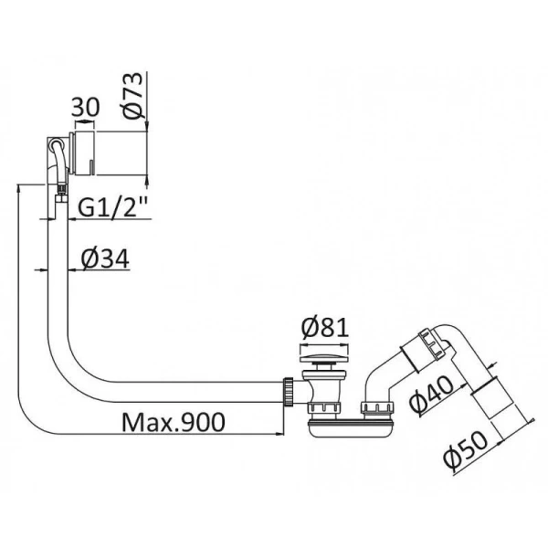 Слив-перелив Cezares черный матовый  CZR-B-STW-NOP (детальная фотография), автомат, клик-клак
