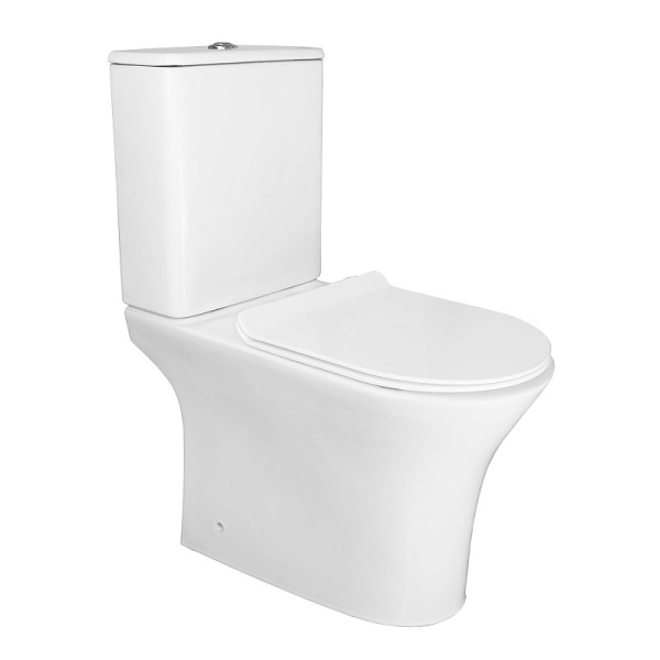 Унитаз компакт Azario Fretta Round белый AZ-1217 + AZ-1216-G (детальная фотография)