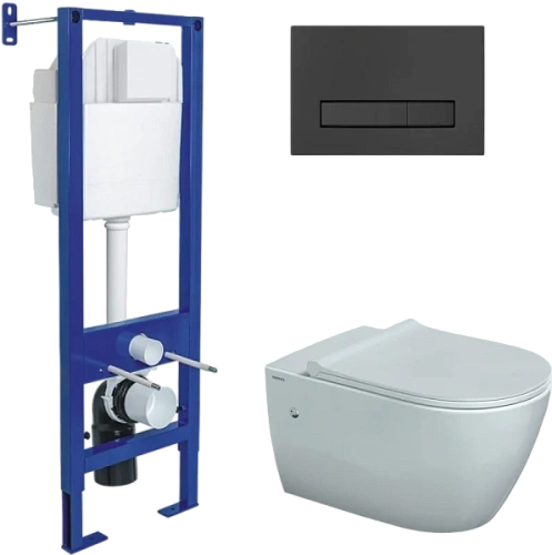 Унитаз с инсталляцией Berges Mascon клавиша черная SoftTouch - фото 1