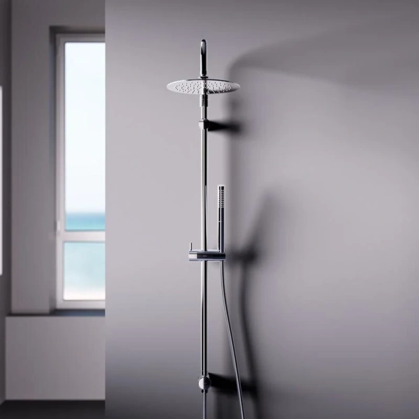 Душевая стойка Damixa Scandinavian Pure 936000 латунь (детальная фотография), с тропическим душем