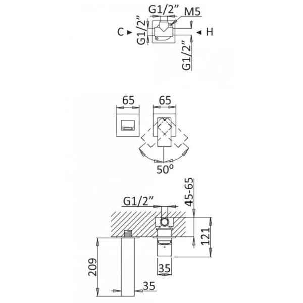 Смеситель для раковины Cezares Porta Sunrise PORTA-BLI2-SR (детальная фотография), для раковины