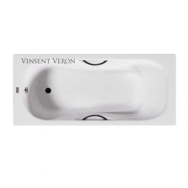 Чугунная ванна Vinsent Veron Aura VAU1808045H/VH0015BL, 180 x 80 см, ручки черные матовые, цвет белый (детальная фотография)