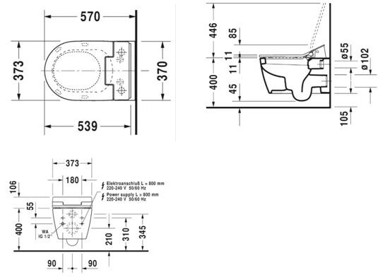 Унитаз подвесной Duravit ME by Starck SensoWash 2528590000 (детальная фотография), подвесные