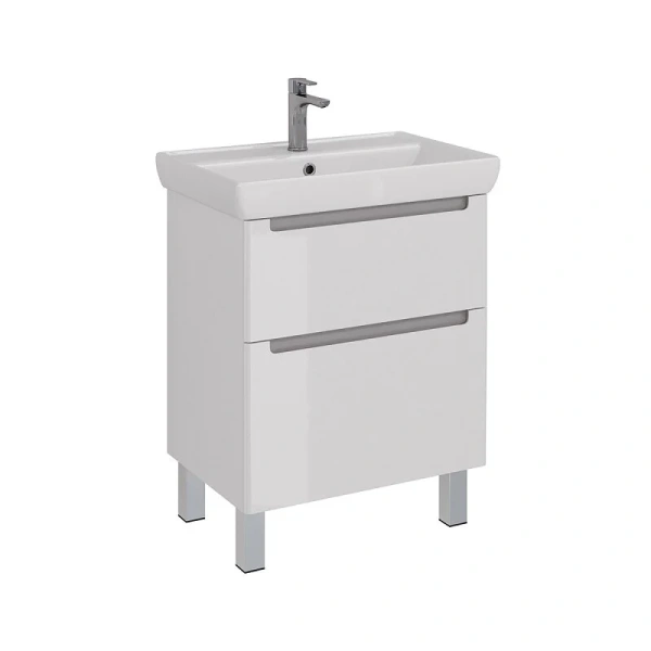 Тумба с раковиной Lemark Buno LM04B70T 70 см направляющие с доводчиком (детальная фотография), белая, комбинированная