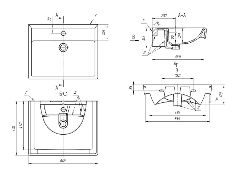 Схема (детальная фотография), подвесные, пристенные