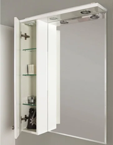 Зеркальный шкаф с подсветкой Акватон Лиана 1A166202LL01 65 см с розеткой (детальная фотография), 65 см