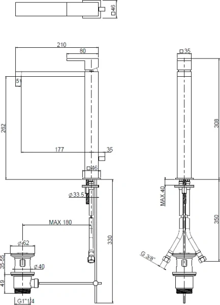 Смеситель для раковины Cezares Unika бронза UNIKA-LC-02-W0 (детальная фотография), бронза