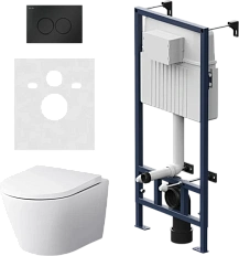 Унитаз с инсталляцией Am.Pm Sense с черной клавишей