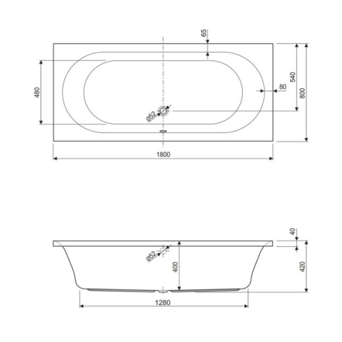 Ванна акриловая Cezares Metauro 180х80 см белая METAURO-180-80-42-W37 (детальная фотография), современныe, hi-tech