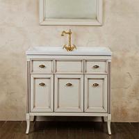 Тумба под раковину, цвет слоновая кость с патиной матовый, фурнитура бронза, La Beaute Vivien