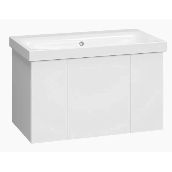 Тумба под раковину подвесная Misty Лира 80 см белая Пр-Лир06080-50По (детальная фотография), современная, hi-tech