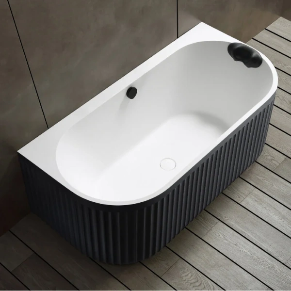 Ванна из искусственного камня Abber Leipzig 170x80 см черно-белая матовая AM9916BW (детальная фотография), современныe, hi-tech
