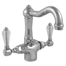 Смеситель для раковины, античное золото, Nicolazzi Half Dome Crystal