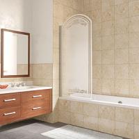 Душевая шторка на ванную профиль матовый хром стекло сатин рисунок прозрачный Vegas-glass