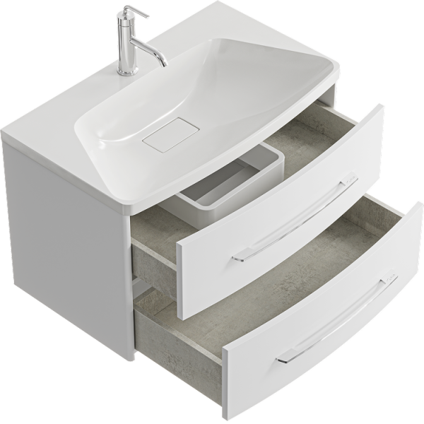 Тумба под раковину подвесная Aqwella Neringa 80 см белая NER0108 (детальная фотография), современная, hi-tech