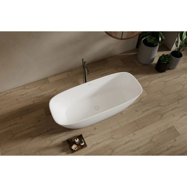 Ванна из искусственного камня Abber Stein 165x70 см белая матовая AS9632 (детальная фотография), прямоугольные