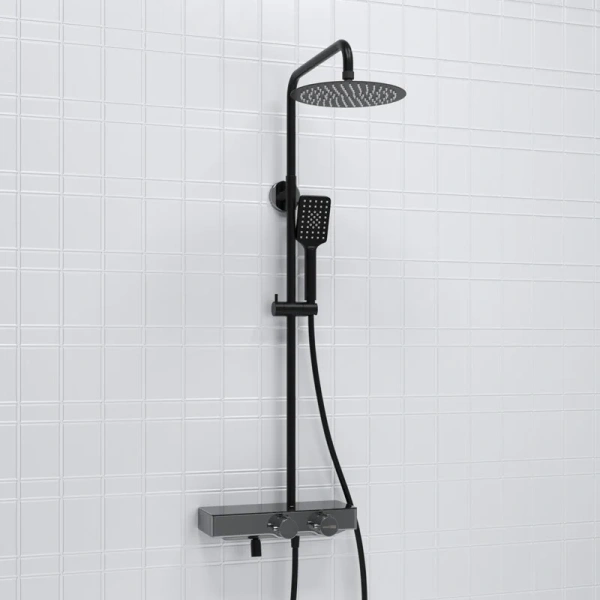 Душевая стойка WasserKRAFT Abens черный Soft-touch A114.258.130.CB Thermo (детальная фотография), черные