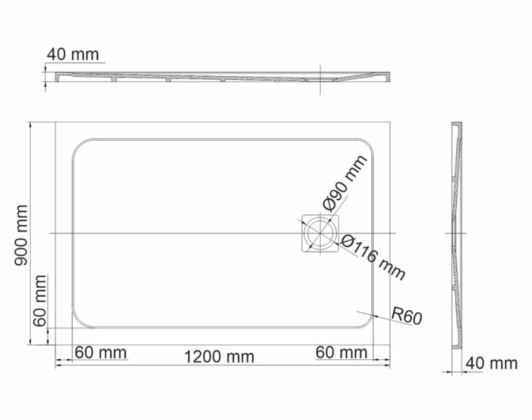 Душевой поддон WasserKRAFT Neime 120x90 см черный 19T07 (детальная фотография), низкие до 15 см