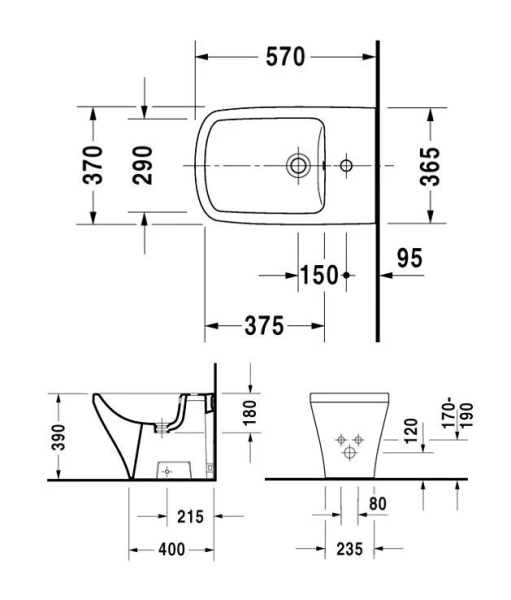 Биде напольное Duravit Durastyle 228410 (детальная фотография), современные, hi-tech