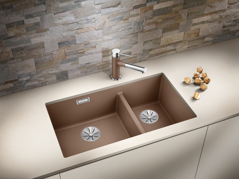 Мойка для кухни Blanco Subline 430/270-U 75 см кофе 523160 (детальная фотография), встраиваемые, интегрированные