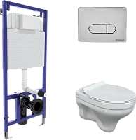 Унитаз с инсталляцией BERGES Novum кнопка хром