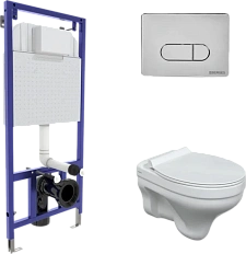 Унитаз с инсталляцией BERGES Novum кнопка хром