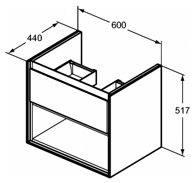 Тумба под раковину подвесная Ideal Standard Connect Air 60 см белый глянцевый, светло-серый матовый E0826KN (детальная фотография), в наличии